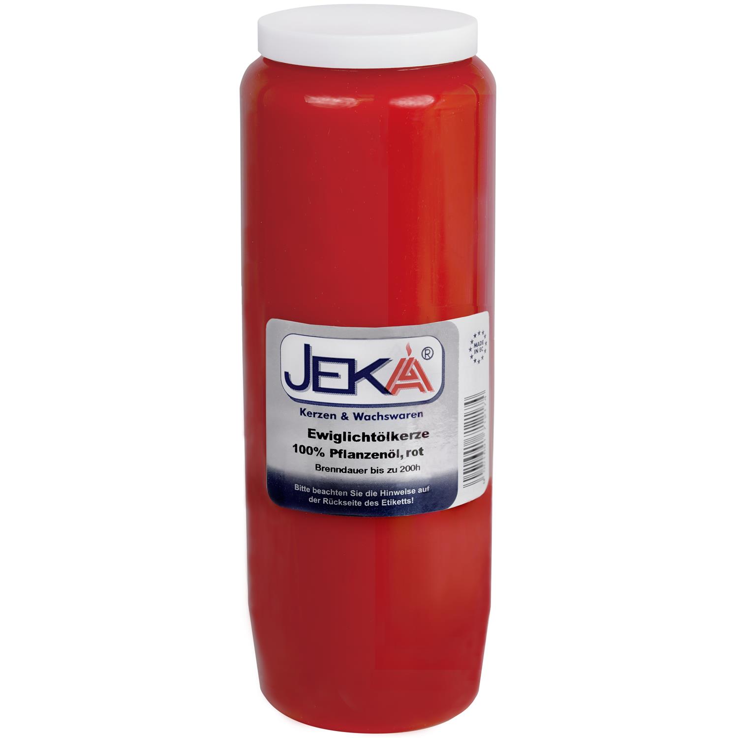 Ewiglichtölkerze rot, aus 100 % Pflanzenöl Ewiglichtölkerze rot, aus 100 % Pflanzenöl