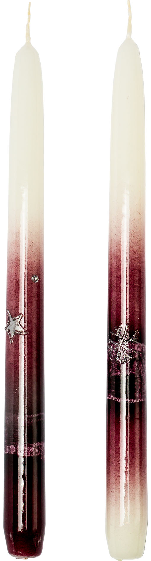 Leuchterkerze "Weihnachtsglanz" Ø 22 × H 250 mm – klassische Weihnachtskerze, burgund