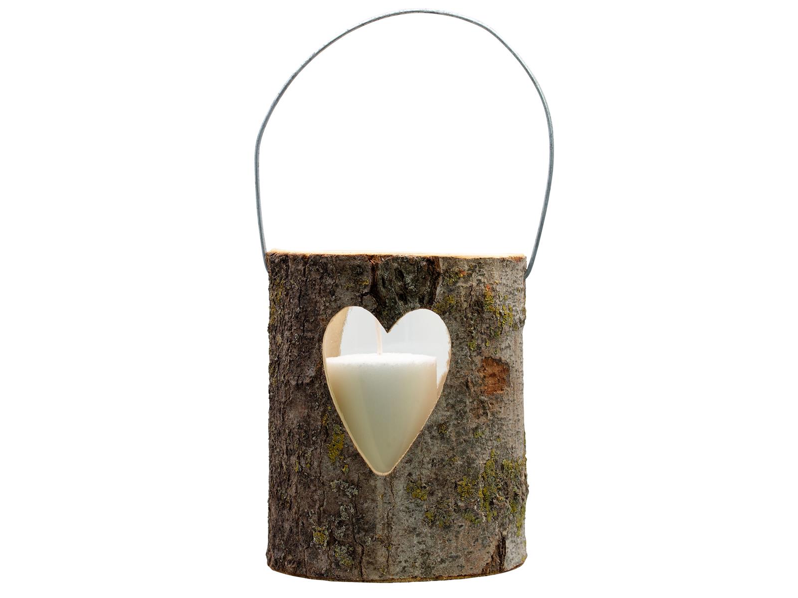 Holz Deko Laterne mit Herz – Größe L – Natürliches Design mit großem Lichtmoment