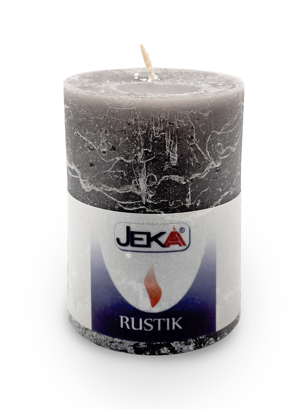 Stumpenkerze 70/100 "Rustik" grau