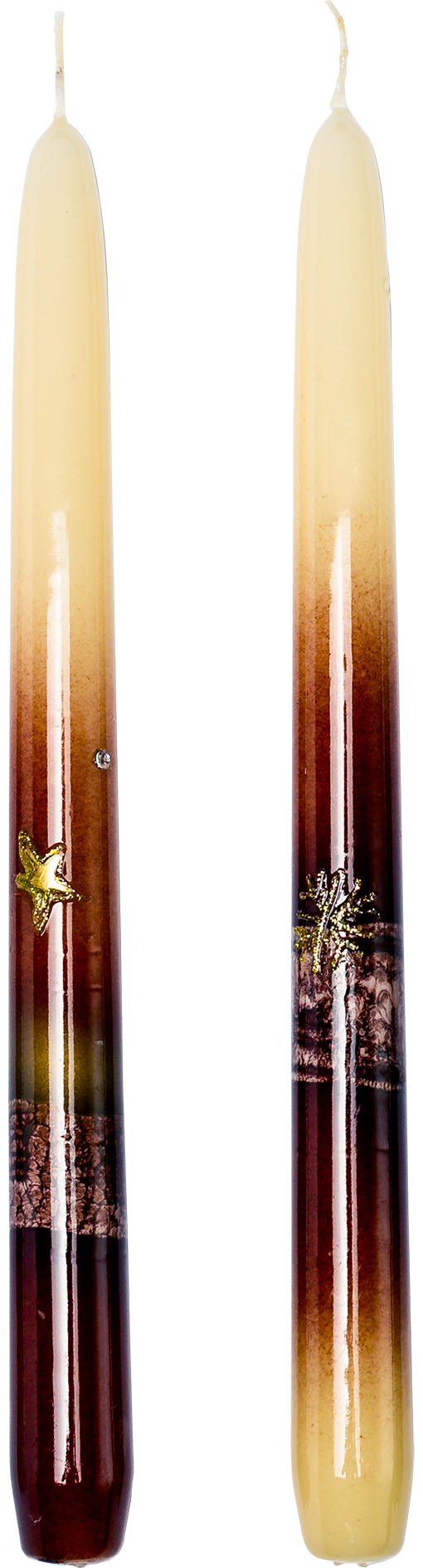Leuchterkerze "Weihnachtsglanz" Ø 22 × H 250 mm – klassische Weihnachtskerze, cognac