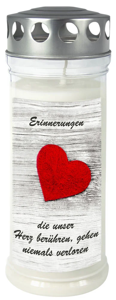 3 Grabkerzen - Set Herz - Grablicht -  Gedenkkerze - Dauerbrenner 7 Tage