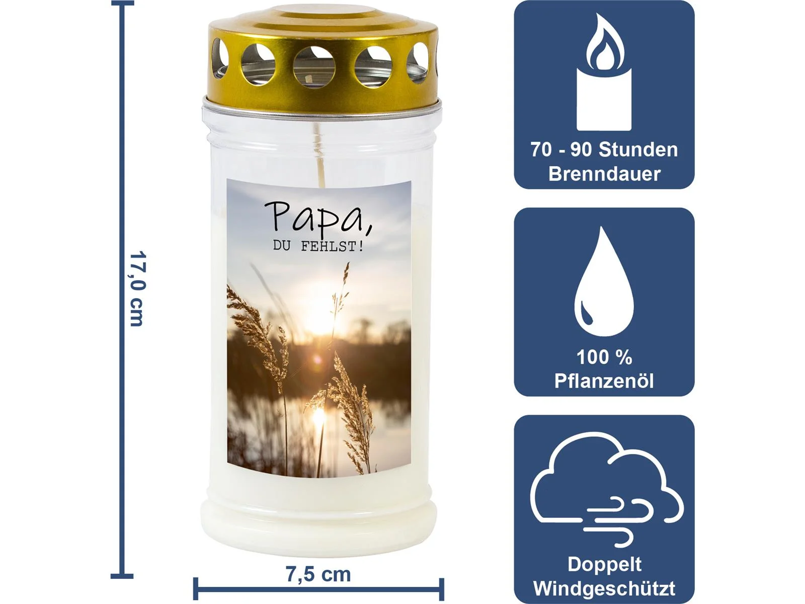 Grabkerze - Gedenkkerze Motiv "Papa"