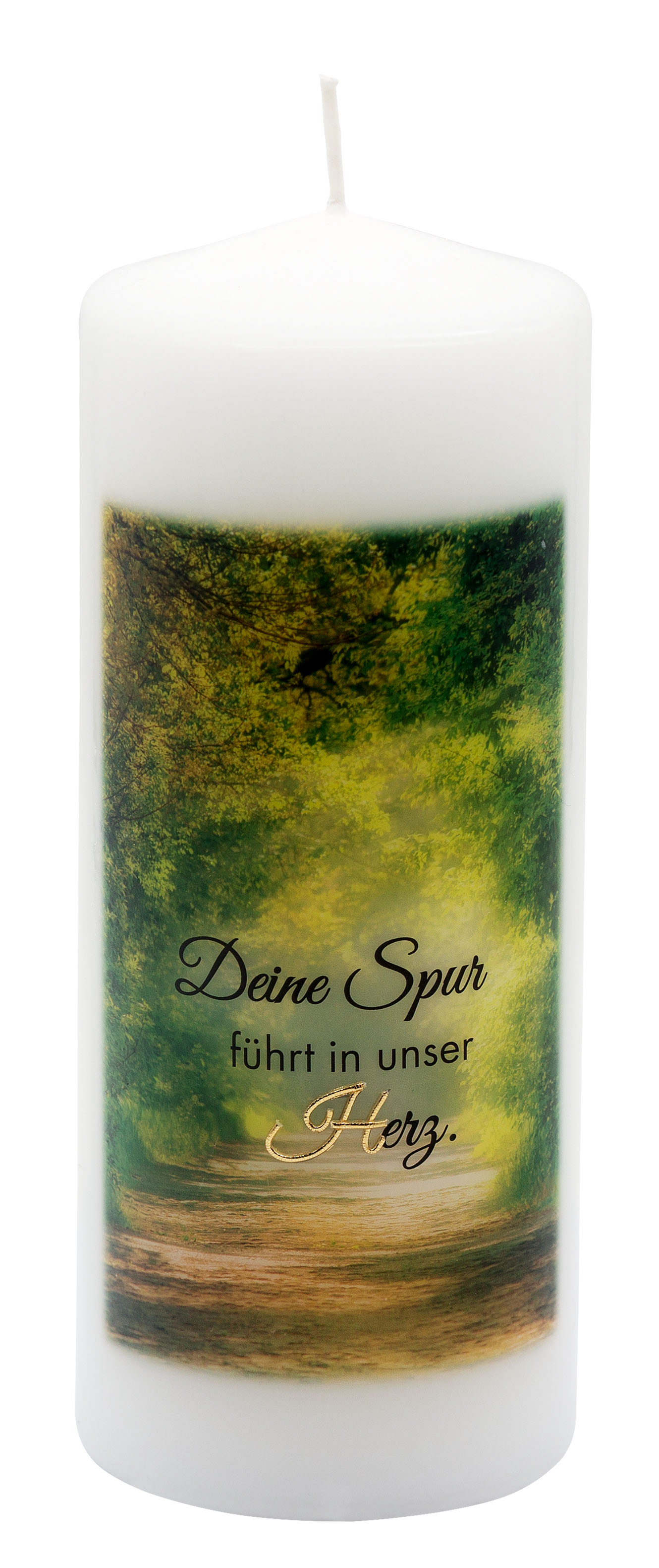 Trauerkerze – „Deine Spur führt in unser Herz“ – Erinnerung, die bleibt