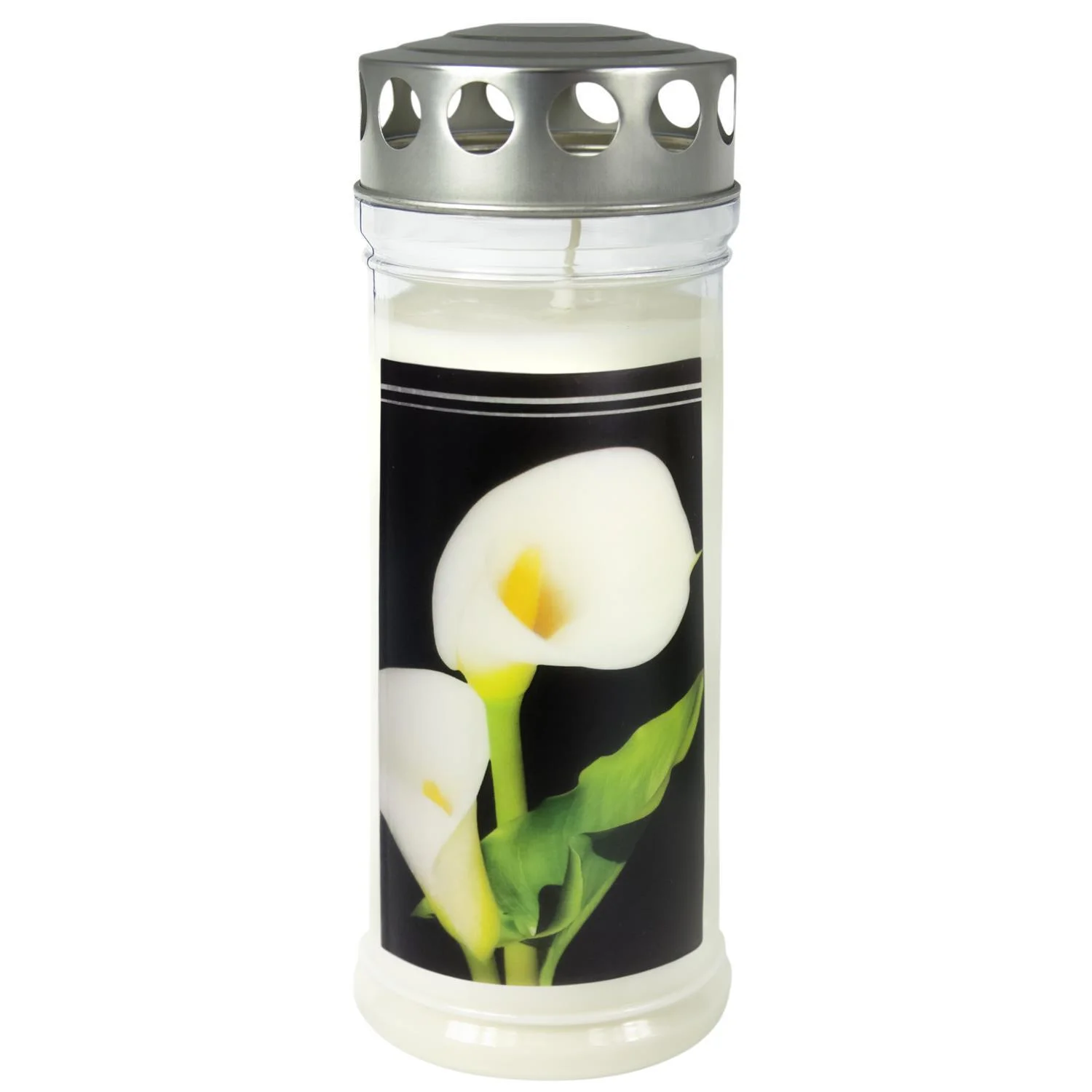 3er Set Grabkerzen - Set Blume - Grablicht - Gedenkkerze - Dauerbrenner 150-160 Std.