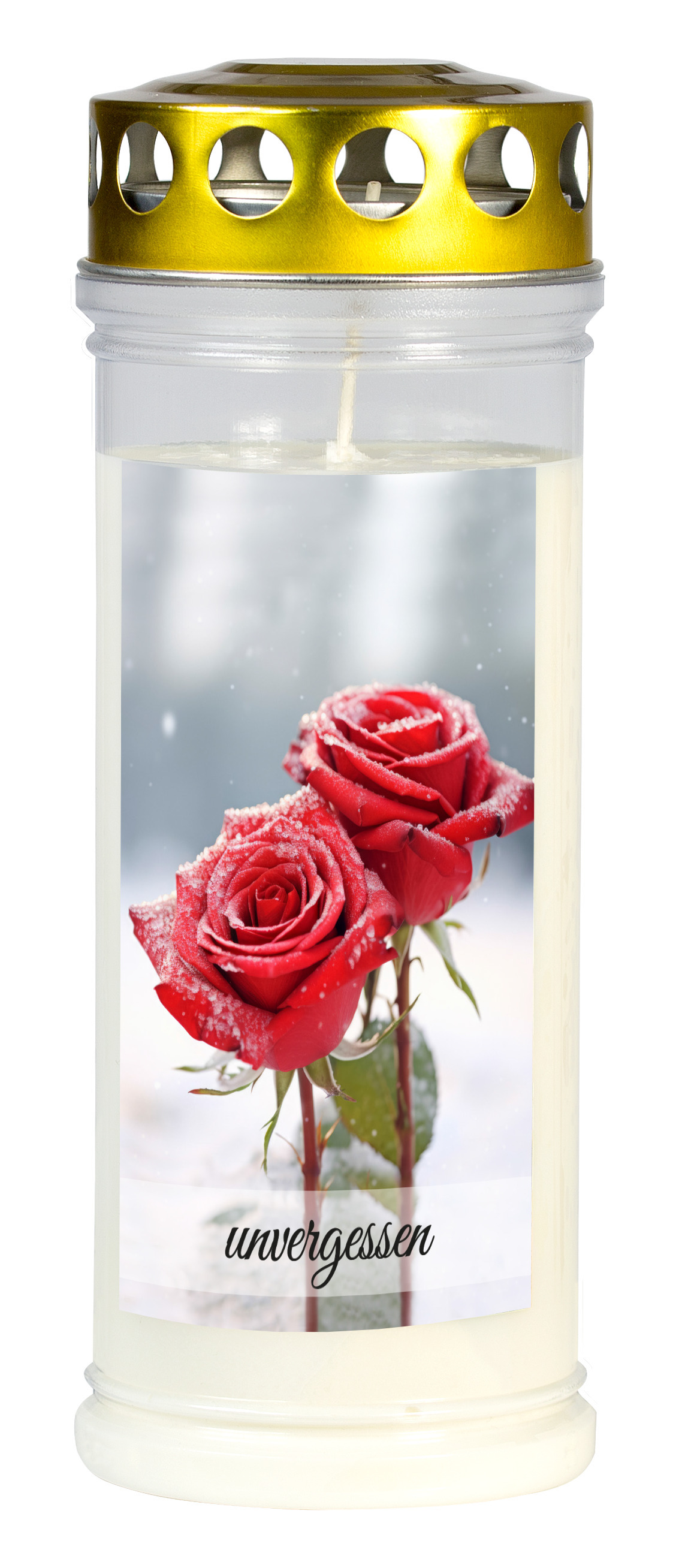 Grabkerze - Gedenkkerze Motiv Schneerose Dauerbrenner 7 Tage
