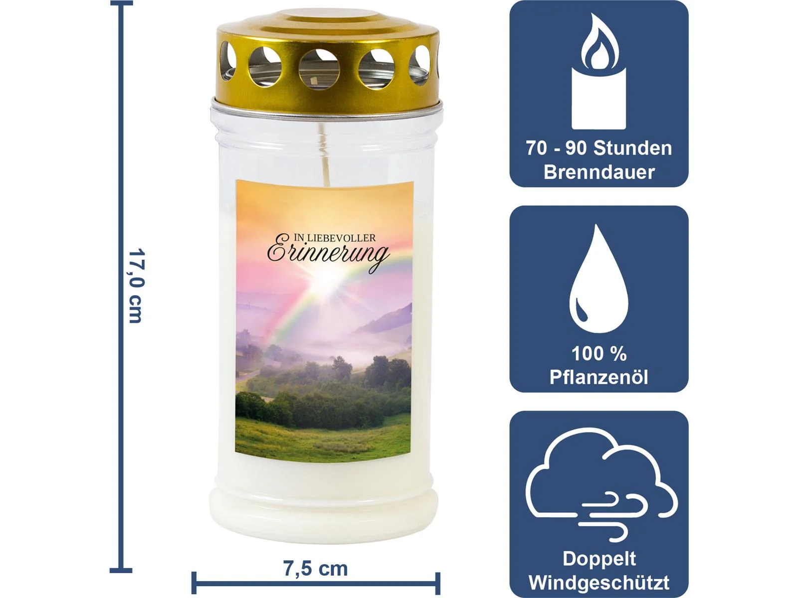 Grabkerze - Gedenkkerze "In liebevoller Erinnerung"