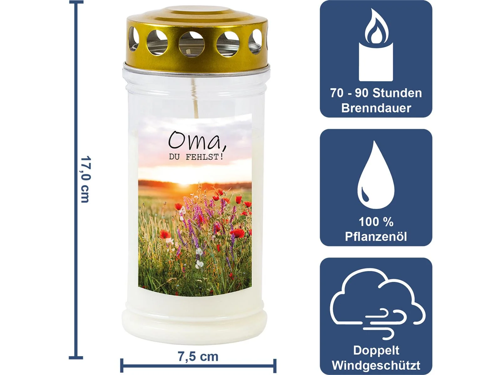 Grabkerze - Gedenkkerze Motiv "Oma"