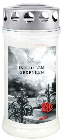 3 Grabkerzen - Set Rose/Efeu - Grablicht - Gedenkkerze - Dauerbrenner 70-90 Std.