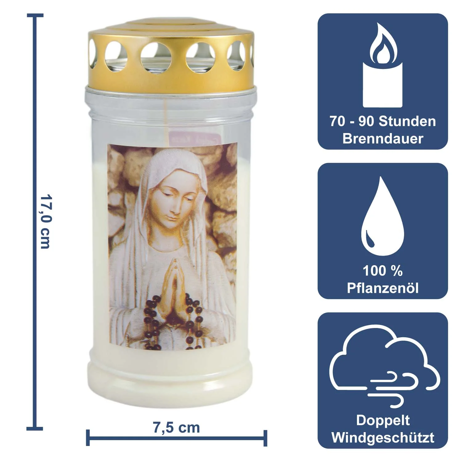 Grabkerze - Gedenkkerze Motiv "Maria"