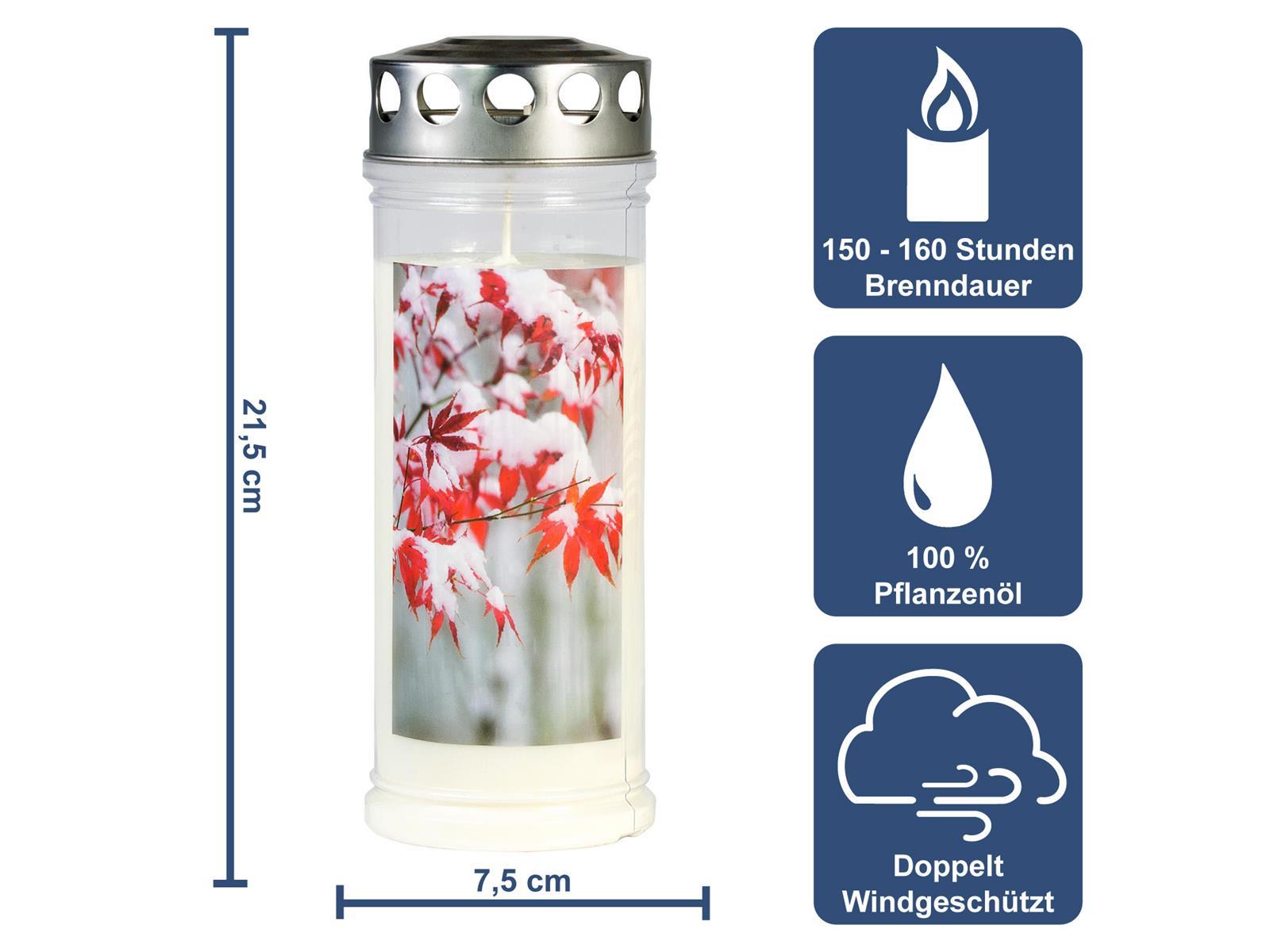 Grabkerze - Gedenkkerze groß "Schneeahorn"