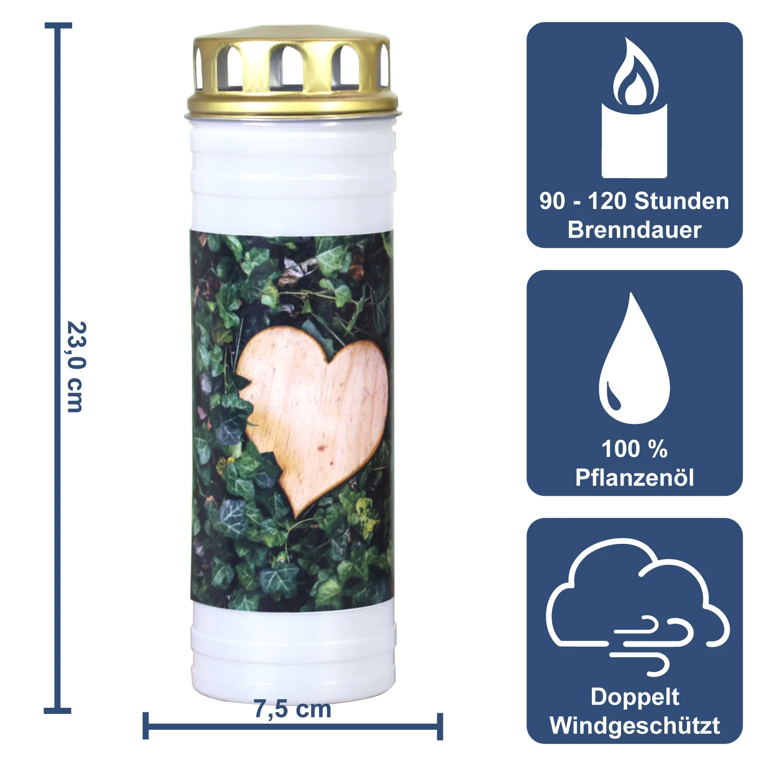 Recycling Ewiglicht Motiv "Efeu/Herz"