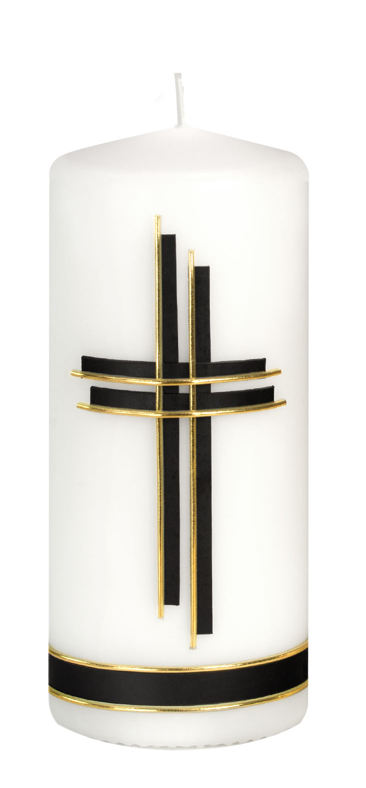 Trauerkerze ohne Text – Kreuzmotiv in Schwarz-Gold – Schlicht. Symbolisch. Würdevoll.