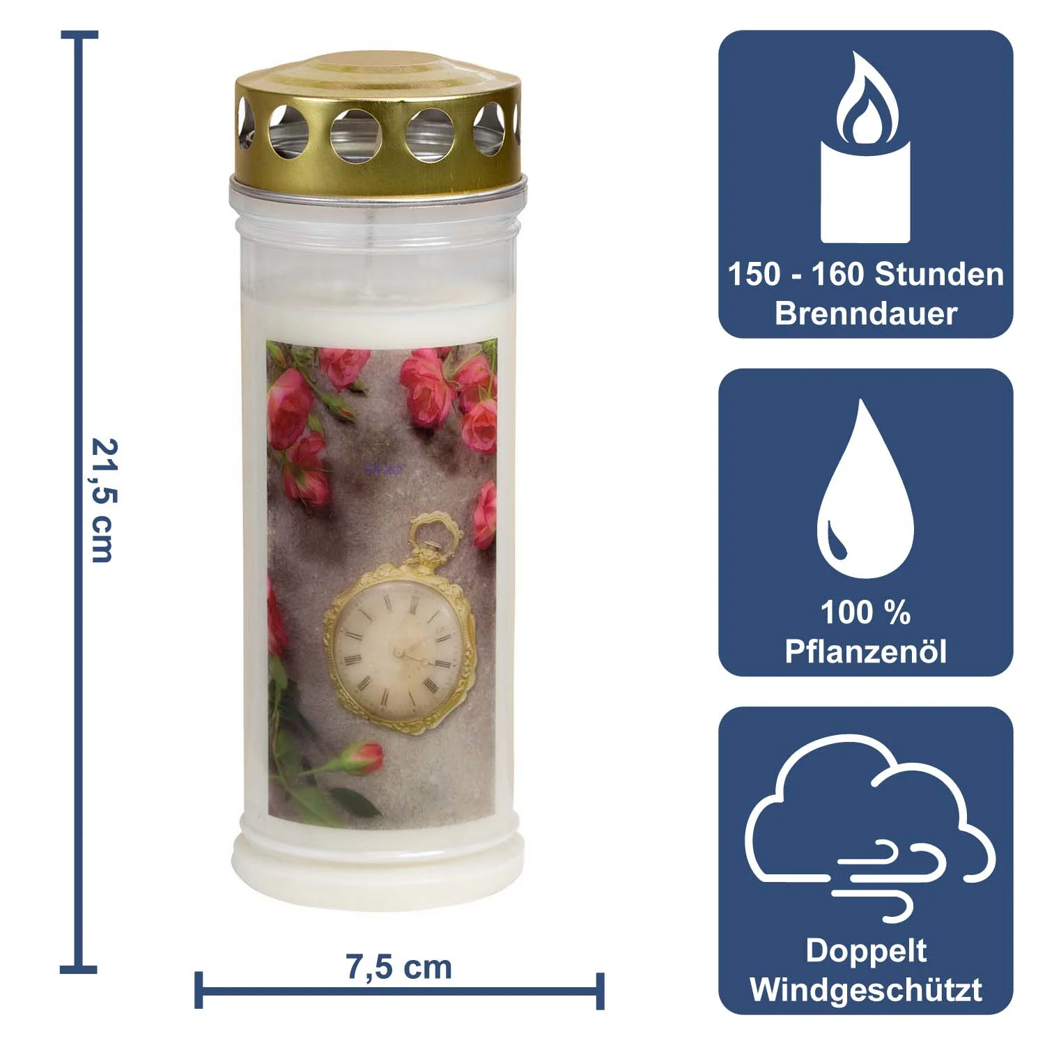 3 Grabkerzen - Set Brücke - Grablicht - Gedenkkerze - Dauerbrenner 7 Tage