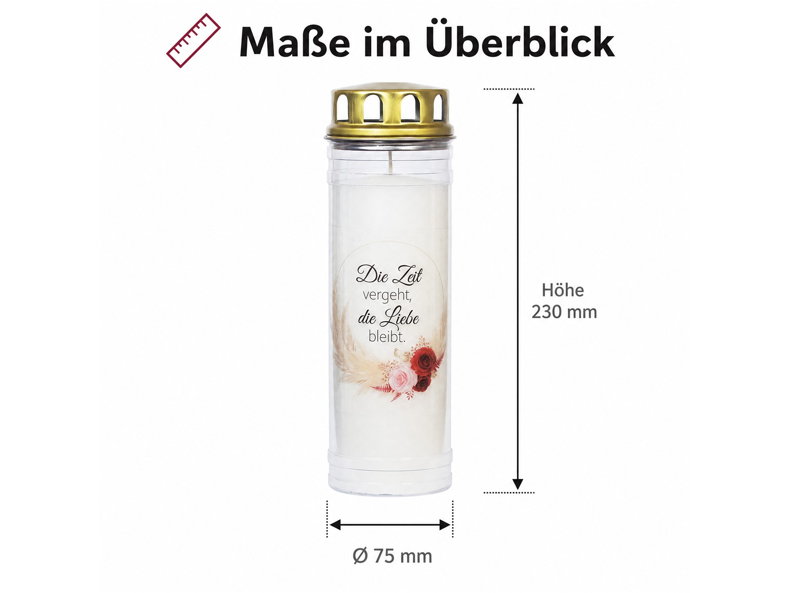 2 Grabkerzen - Ewiglicht - Grablicht - Set Rose