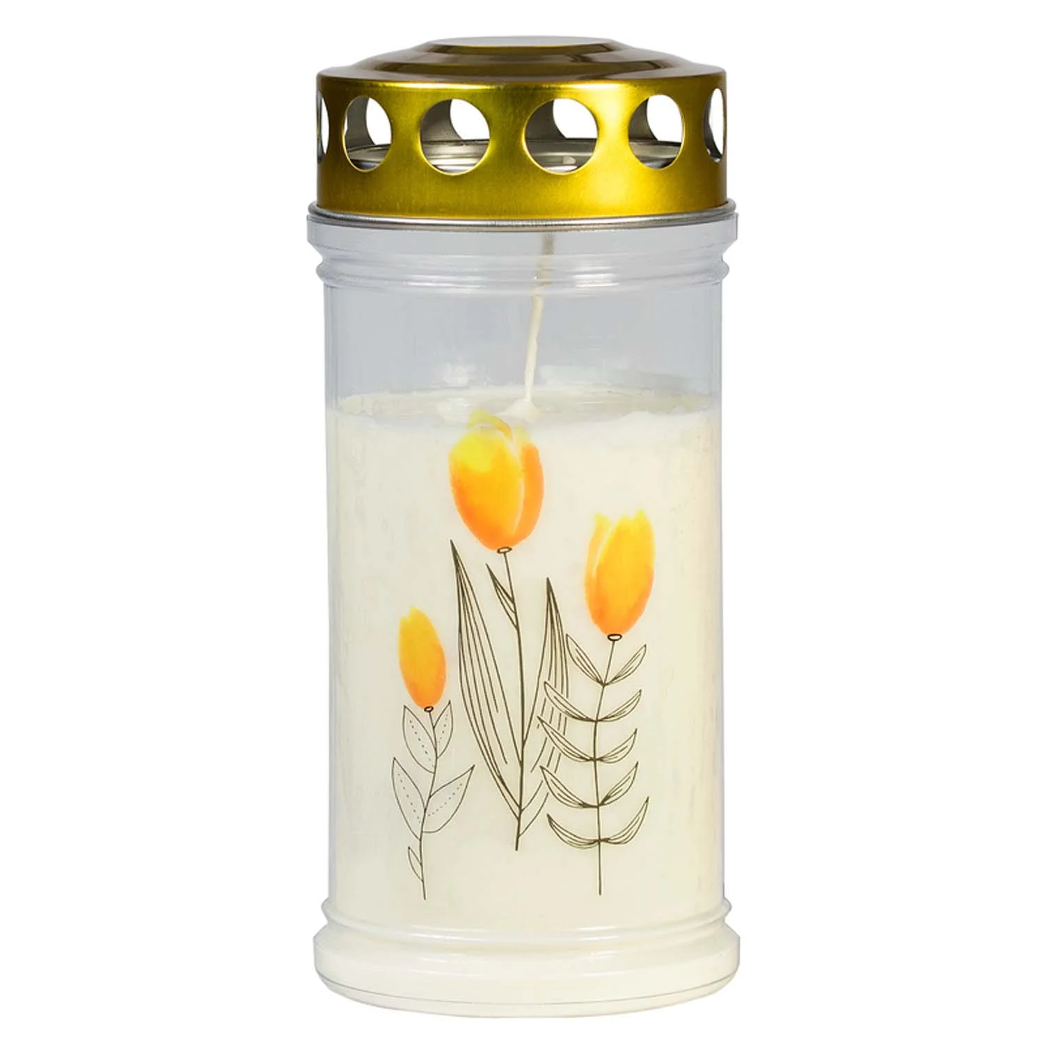 3 Grabkerzen - Set Tulpen - Grablicht - Gedenkkerze - Dauerbrenner 70-90 Std.