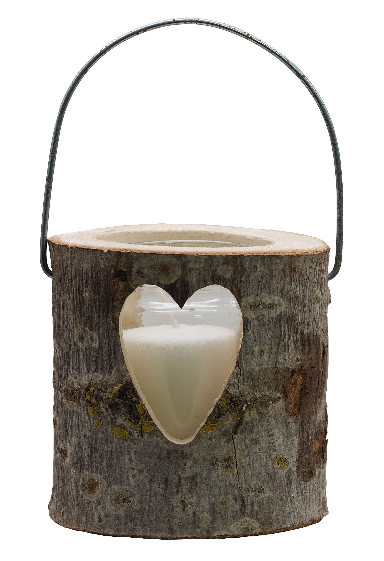 Holz Deko Laterne mit Herz – Größe S – Natürliches Licht für drinnen & draußen