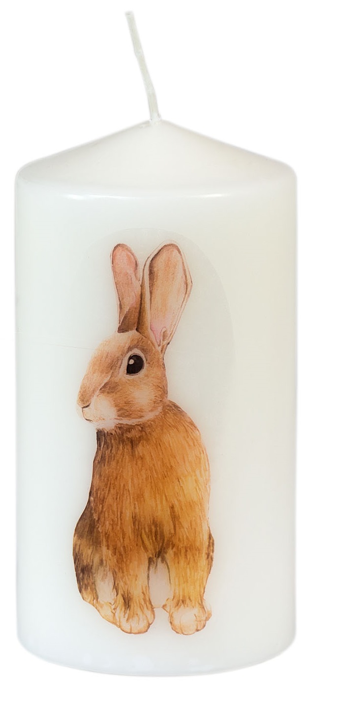 Stumpenkerze Osterhase - Dekorative Kerze für Ostern Ø 80 x H 150 mm