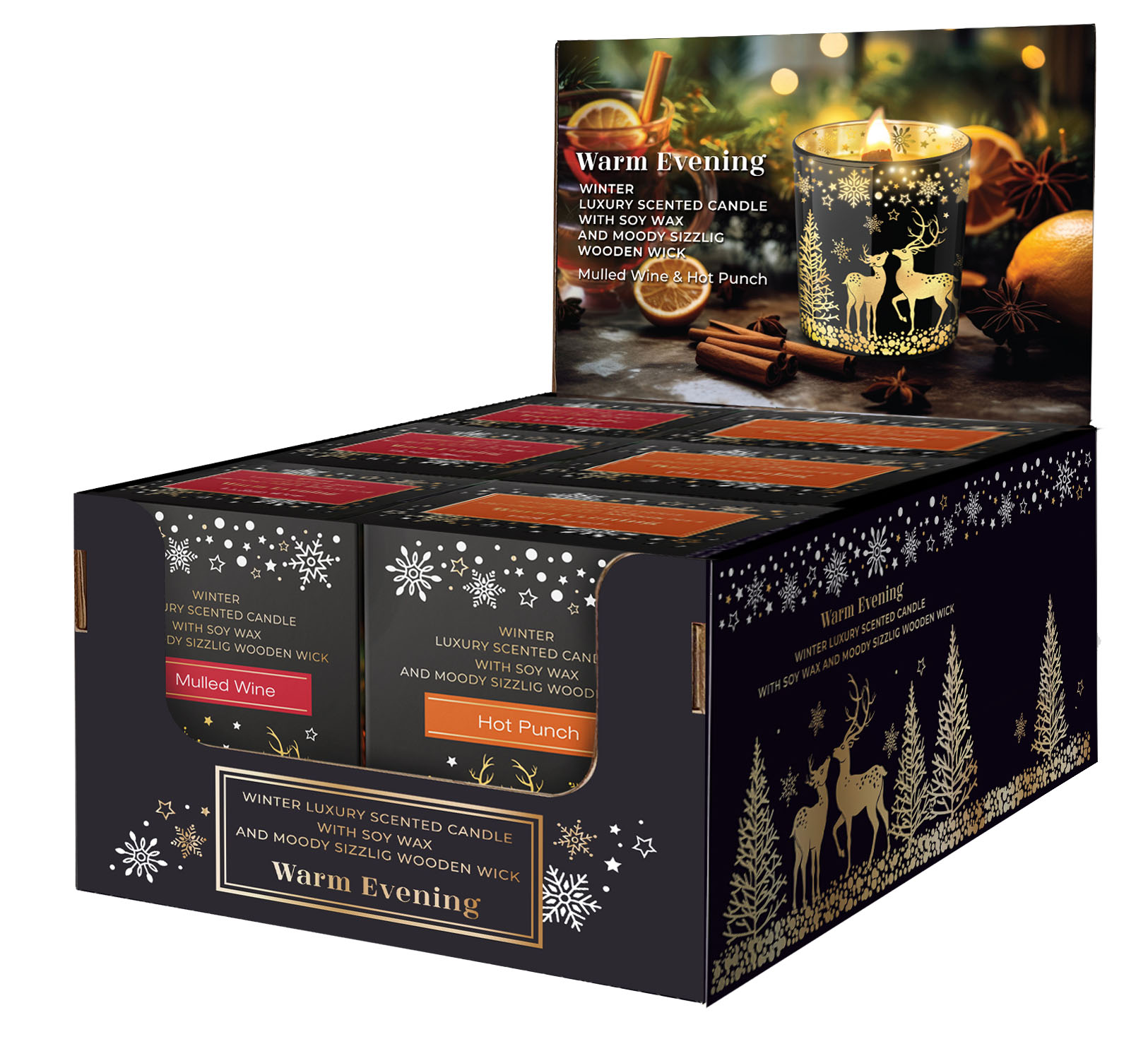 Duftkerze im Glas „Warm Evening“ – mit Holzdocht & Sojawachs – Ø 85 × H 100 mm