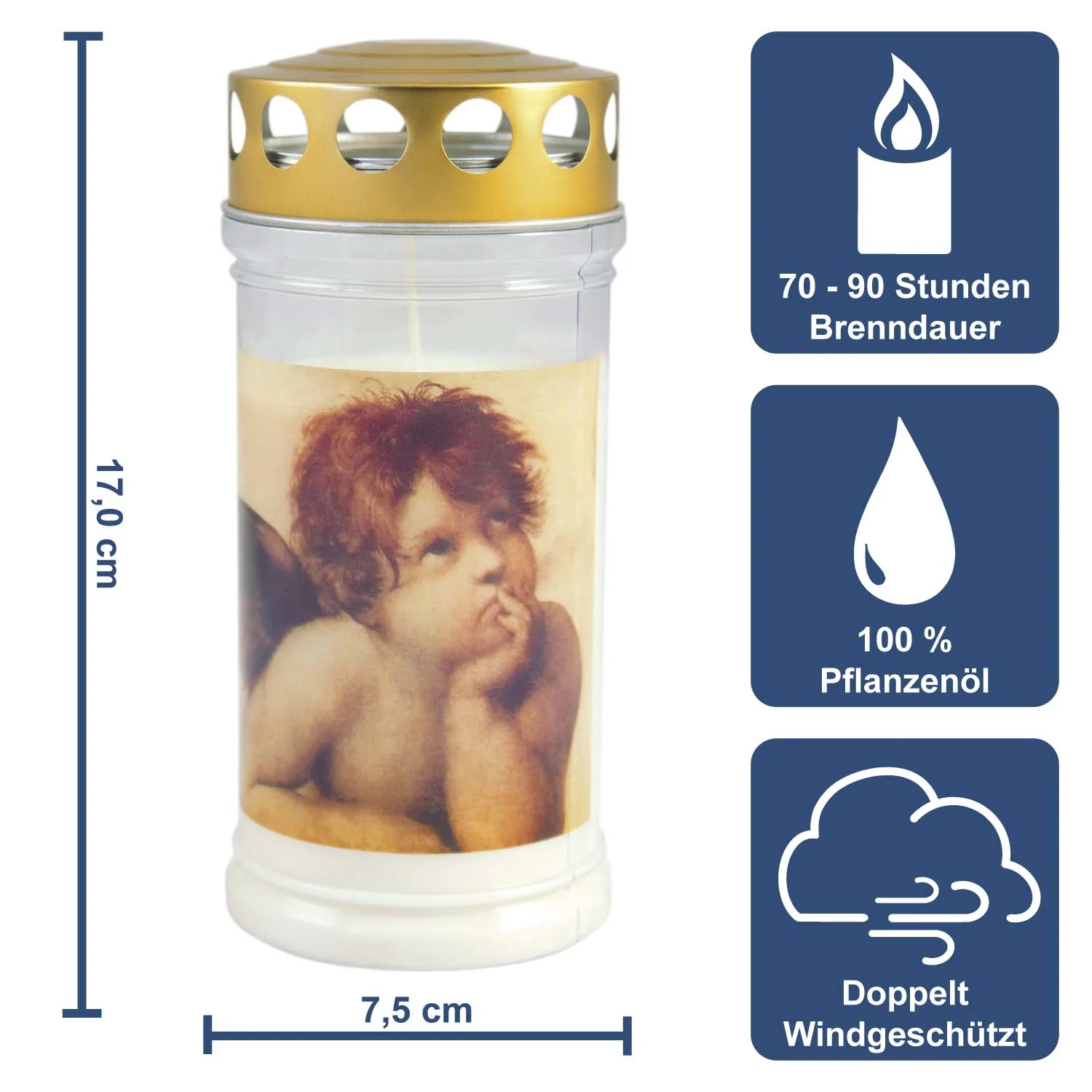 Grabkerze - Gedenkkerze Motiv "Engel Raphael"
