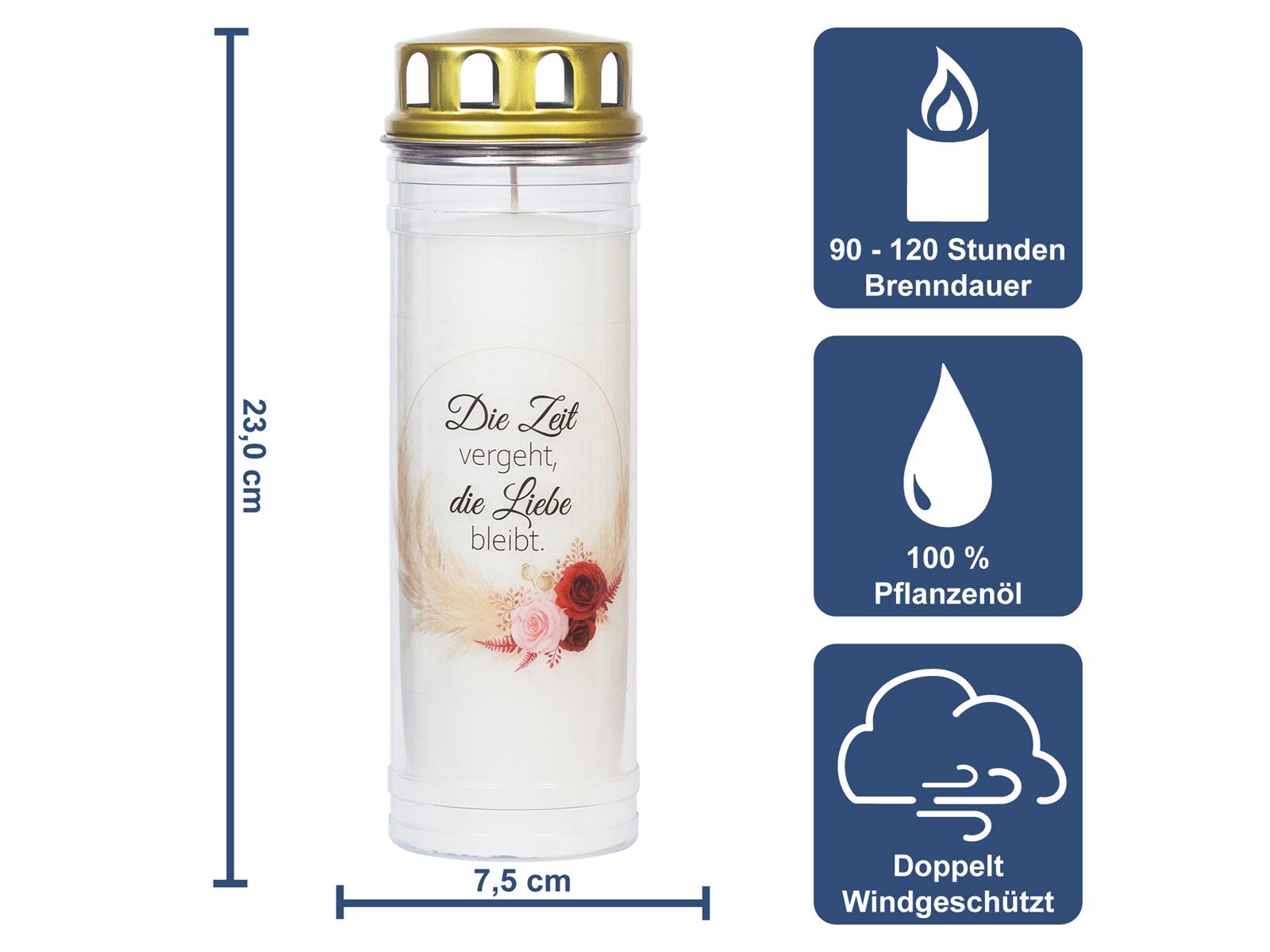 Ewiglicht mit Deckel Rose, Motiv "Rose/Kranz"