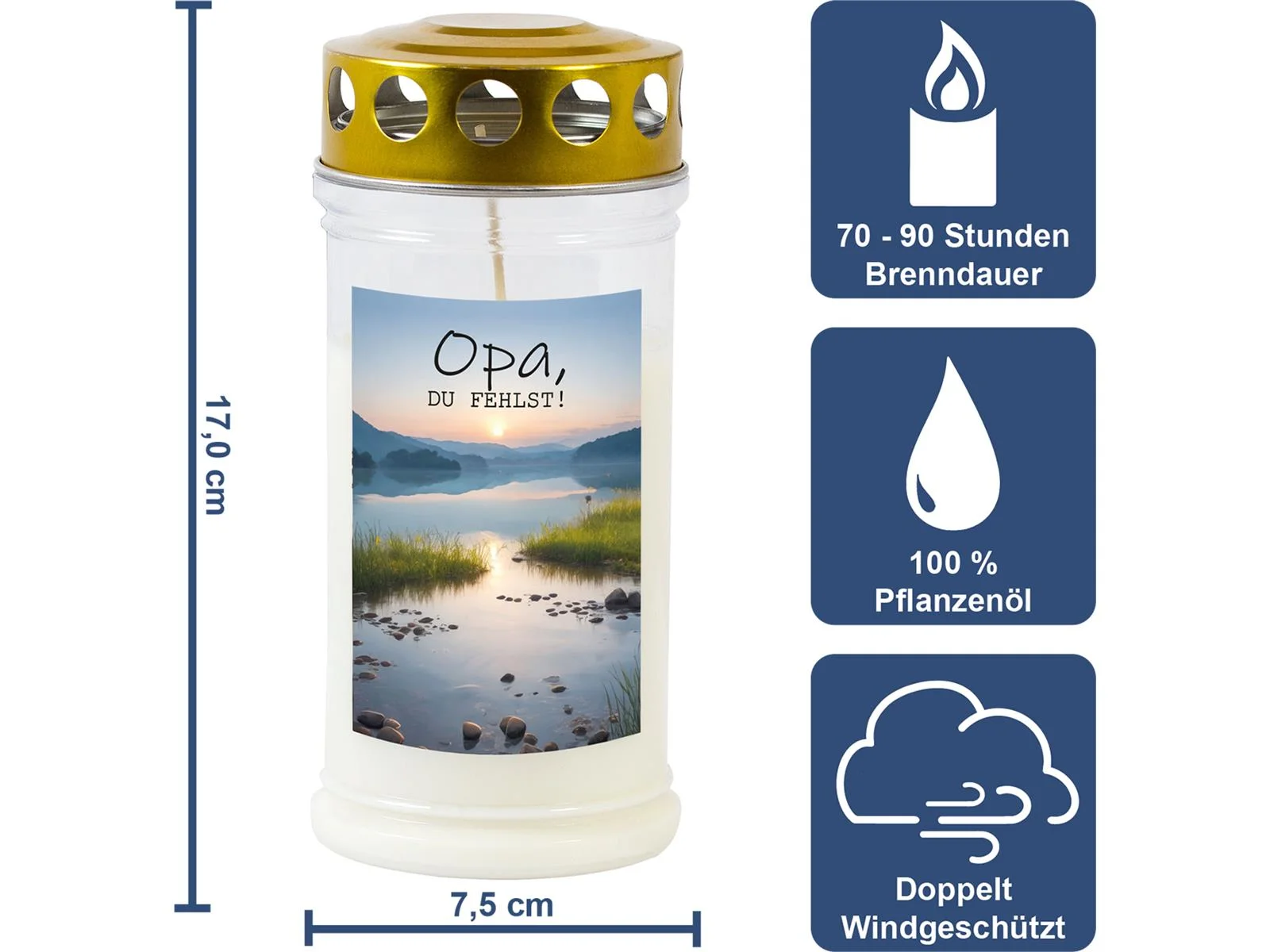 Grabkerze - Gedenkkerze Motiv "Opa"
