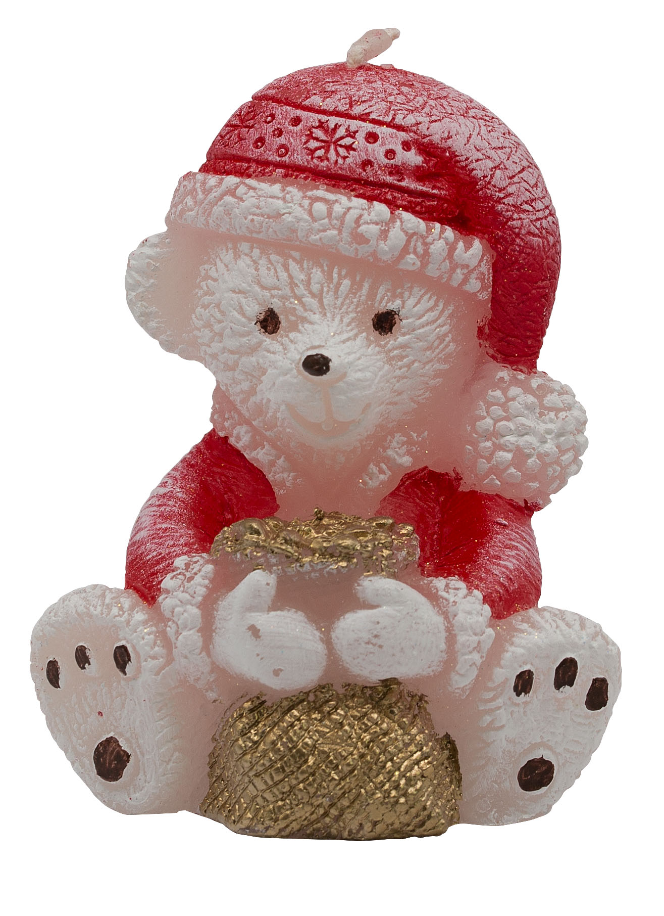 Winter-Teddy Kerze mit Weihnachtsduft – Ø 60 × H 75 mm – niedliche Weihnachtskerze