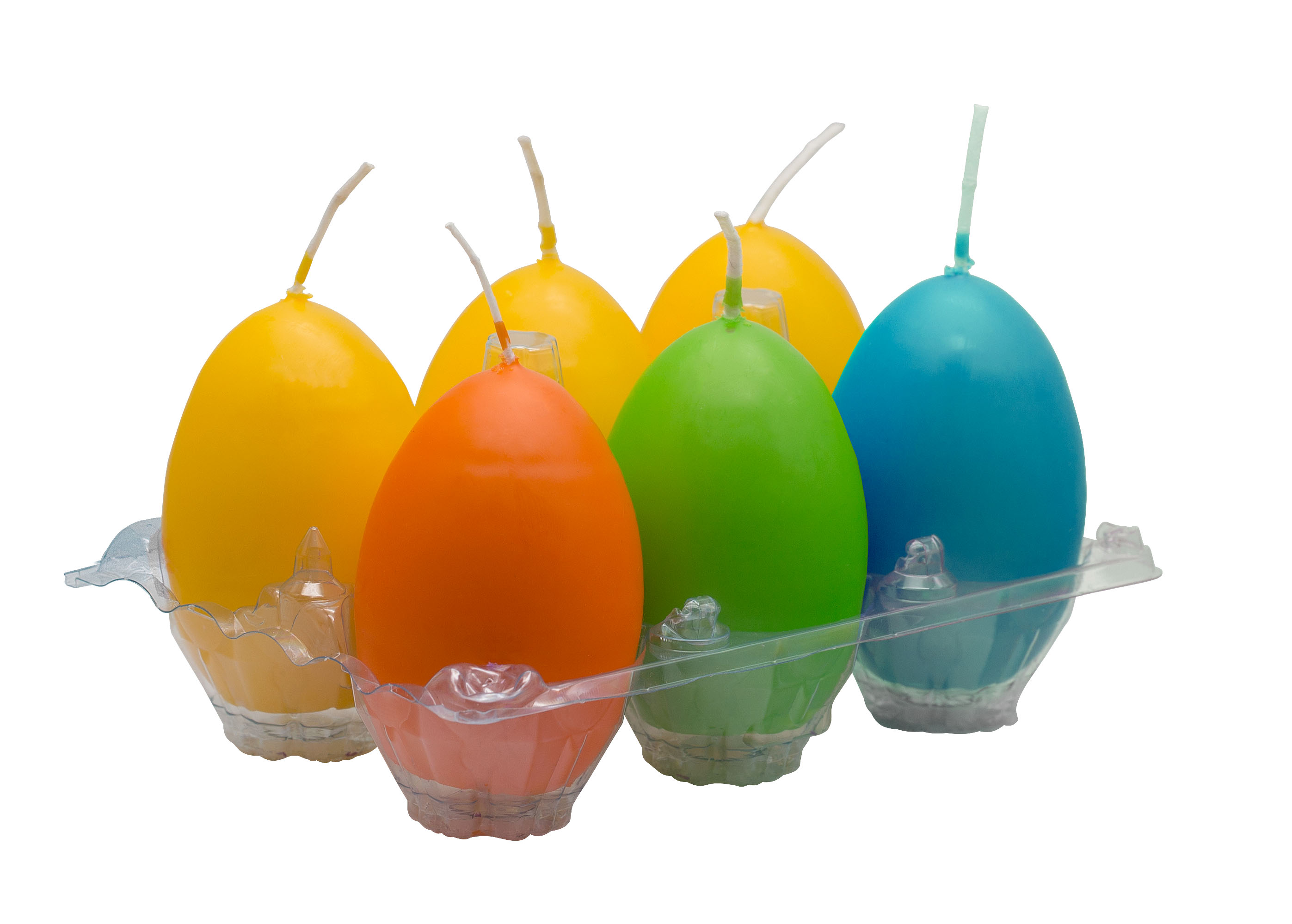 Ostereierkerze, 6er Karton, verschiedene Farben Ø 45 x H 65 solail, aranzia, beachblau, grannygrün