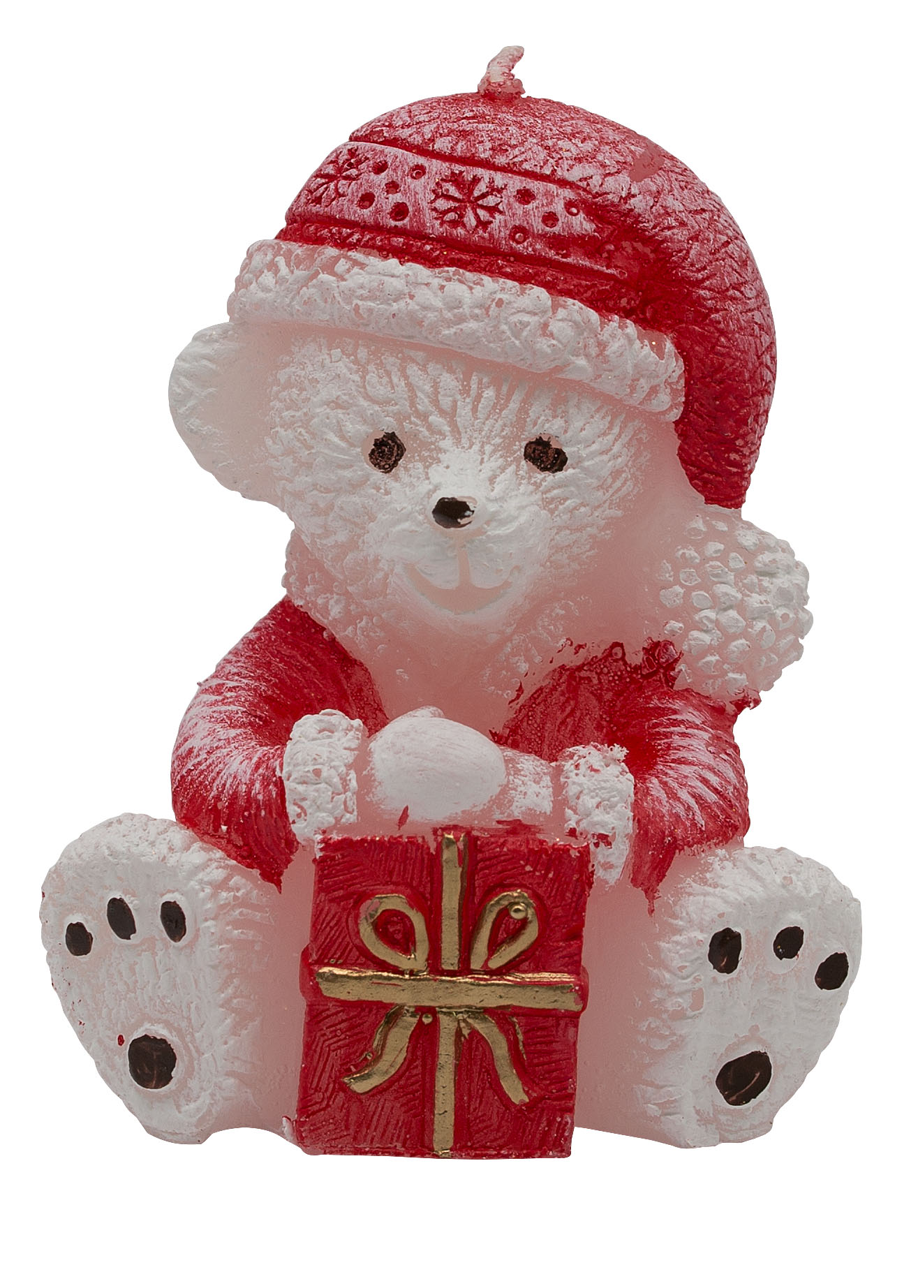 Winter-Teddy Kerze mit Weihnachtsduft – Ø 60 × H 75 mm – niedliche Weihnachtskerze