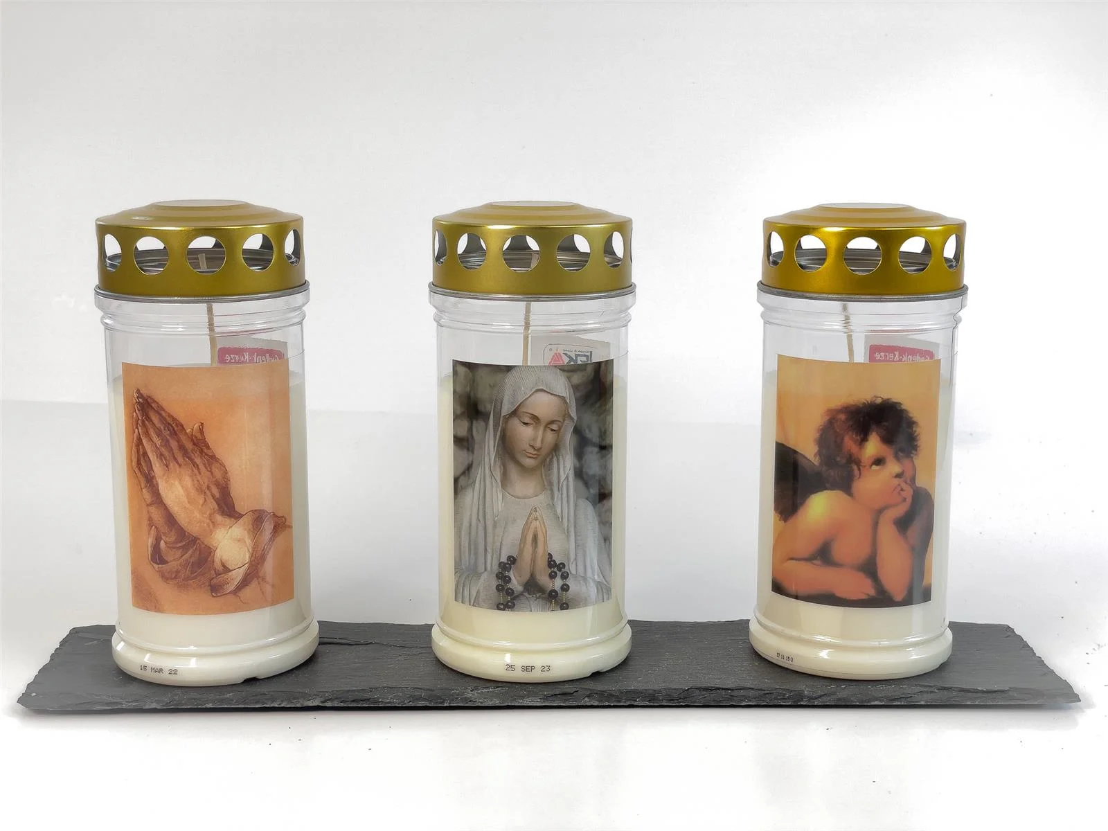 3 Grabkerzen - Set Engel - Grablicht -  Gedenkkerze - Dauerbrenner 70-90 Std.