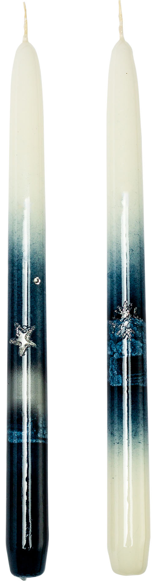 Leuchterkerze "Weihnachtsglanz" Ø 22 × H 250 mm – klassische Weihnachtskerze, topasblau