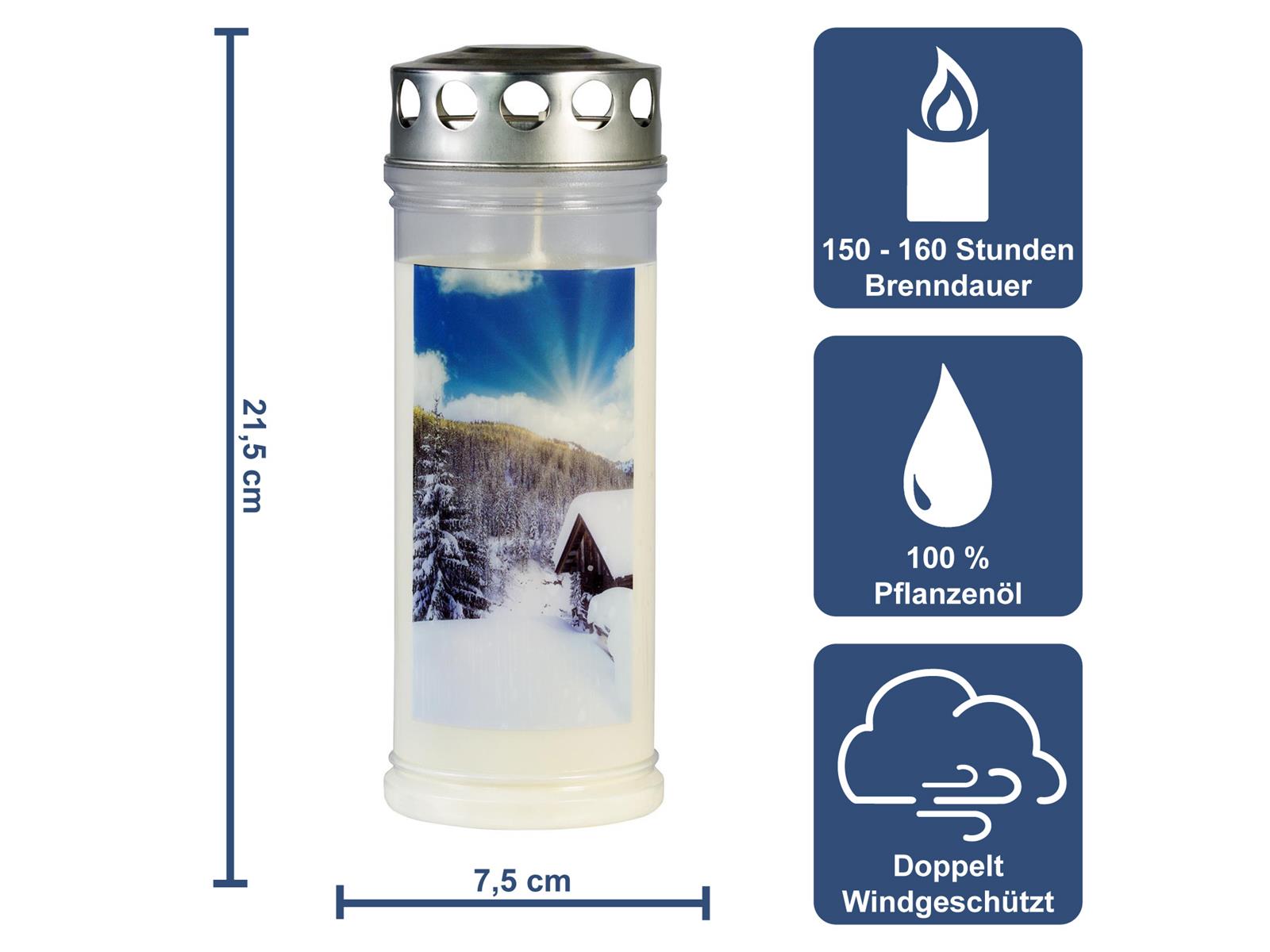 Grabkerze - Gedenkkerze groß "Berg/Hütte"