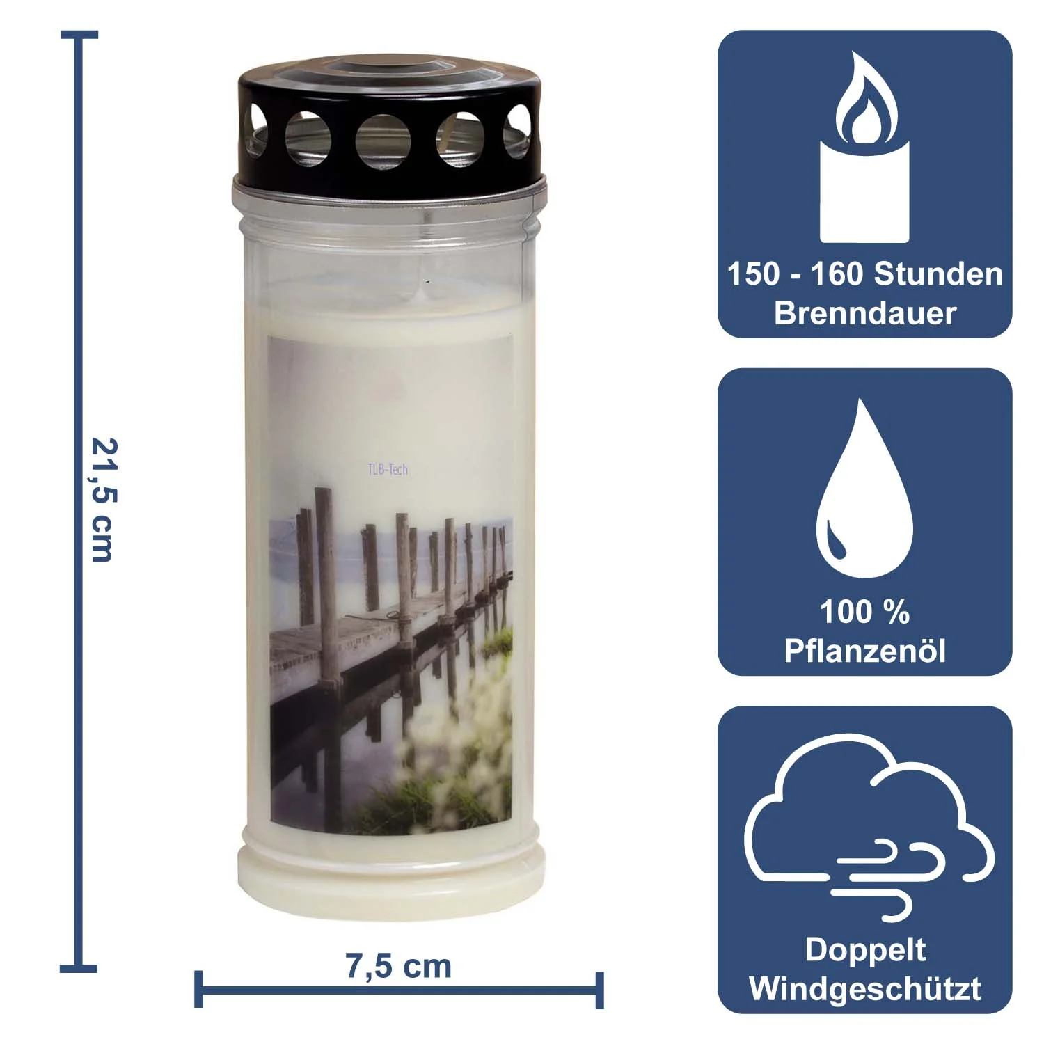 3 Grabkerzen - Set Uhr - Grablicht - Gedenkkerze - Dauerbrenner 7 Tage