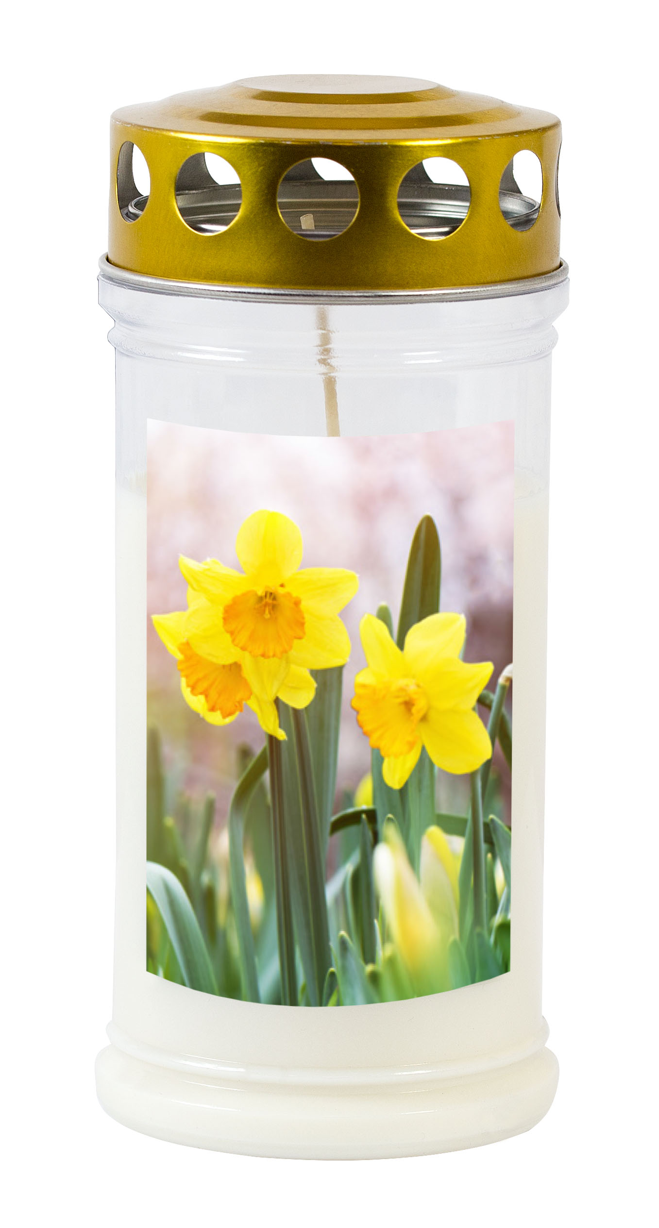 Grabkerze - Gedenkkerze Motiv "Narzisse"