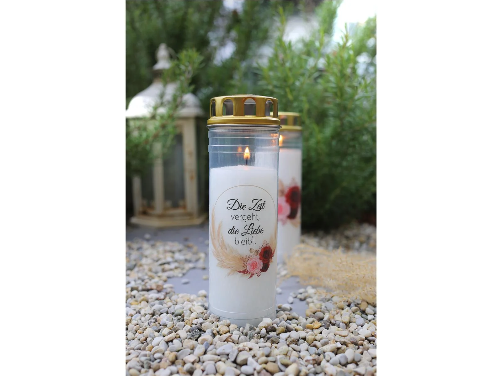 Ewiglicht mit Deckel Rose, Motiv "Rose/Kranz"