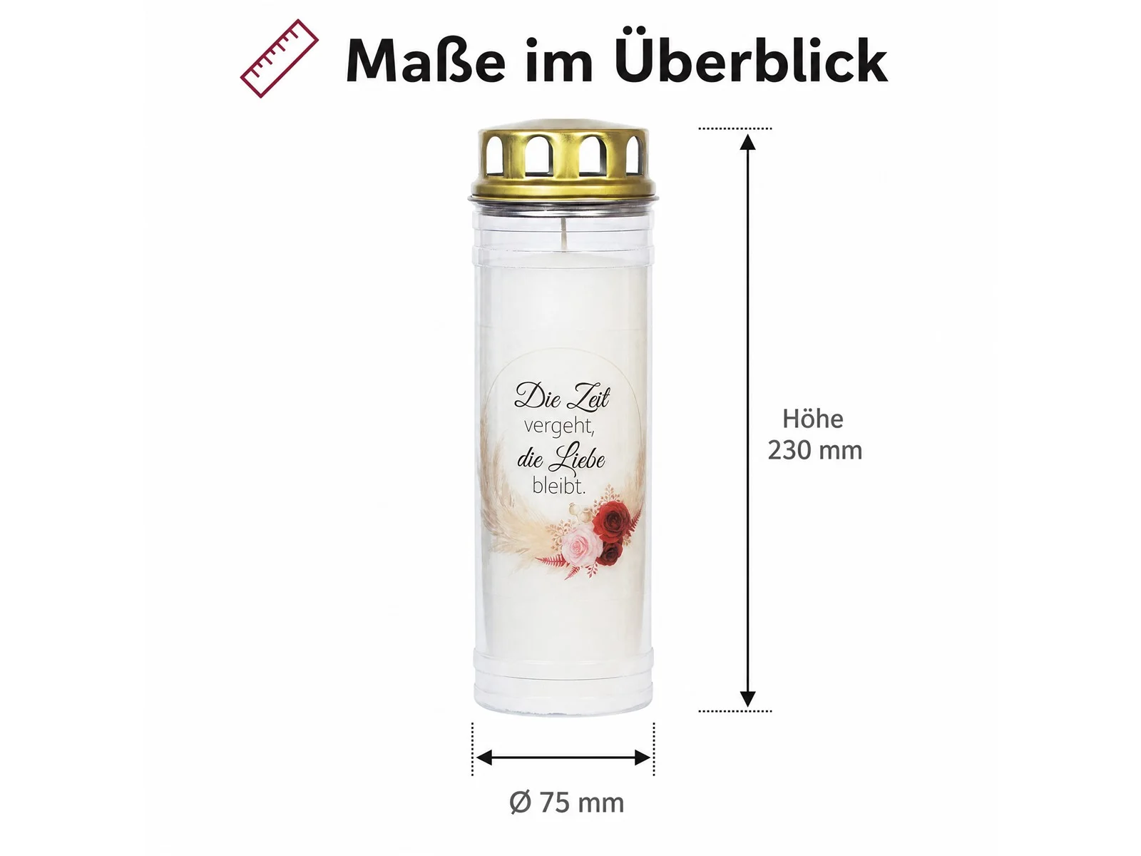2 Grabkerzen - Ewiglicht - Grablicht - Set Rose