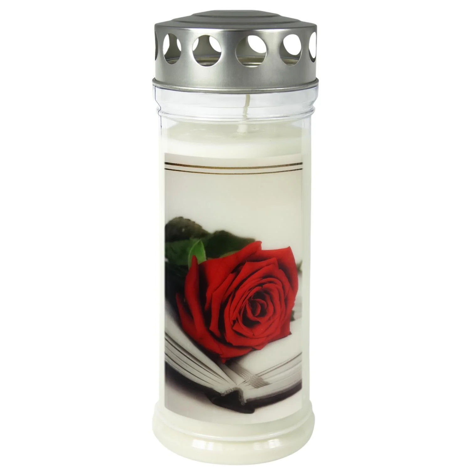 3er Set Grabkerzen - Set Blume - Grablicht - Gedenkkerze - Dauerbrenner 150-160 Std.