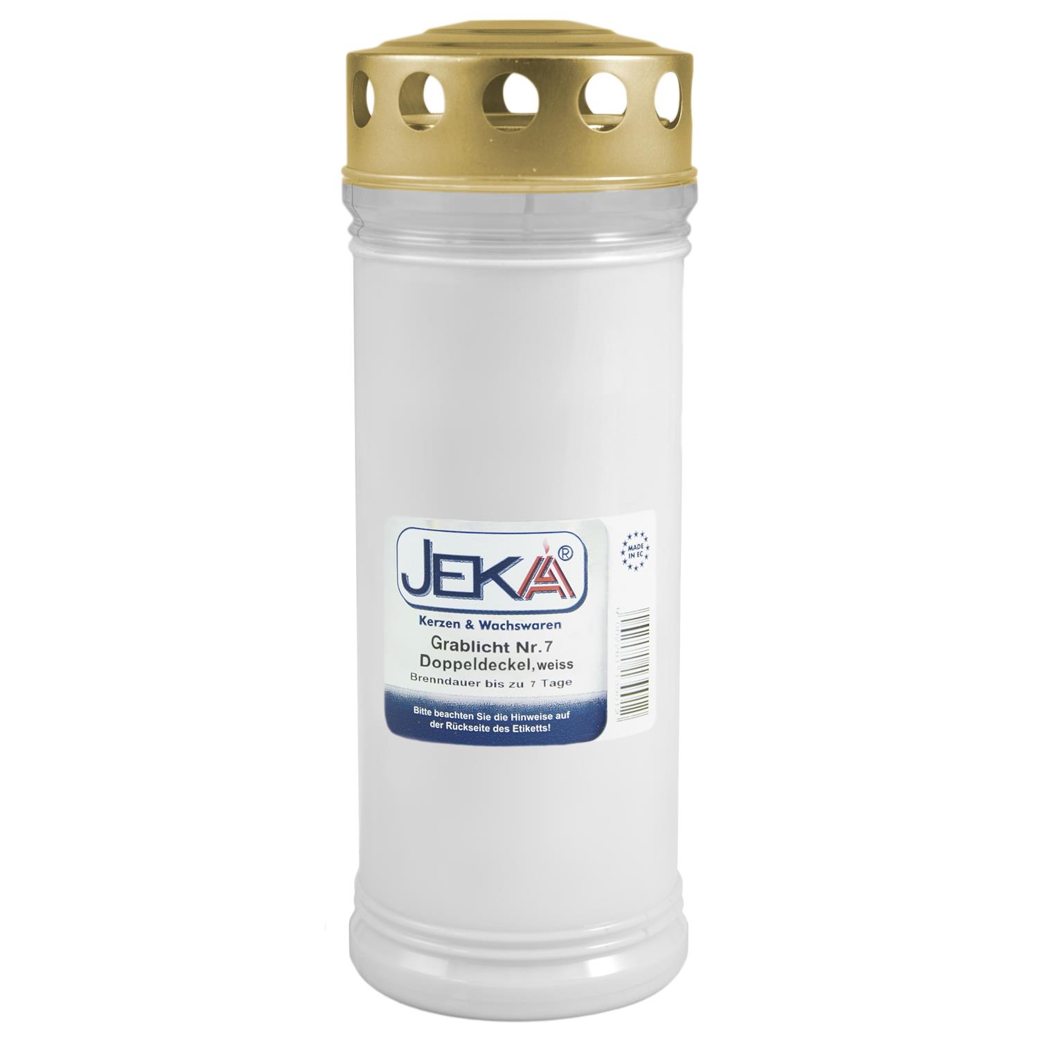 Grabkerze - Gedenkkerze Nr. 7 Thermo-Doppeldeckel Weiß