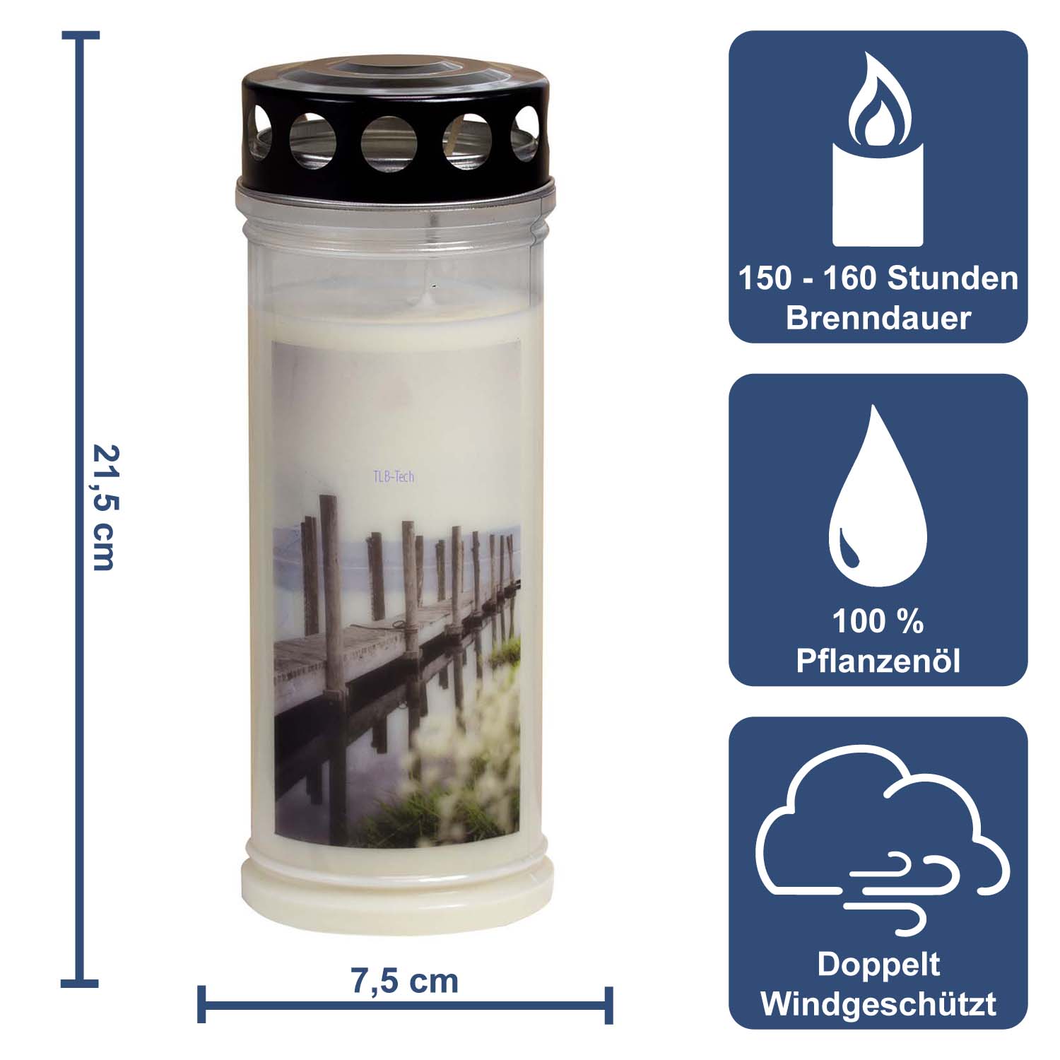 Grabkerze - Gedenkkerze Motiv "Brücke" Dauerbrenner 7 Tage